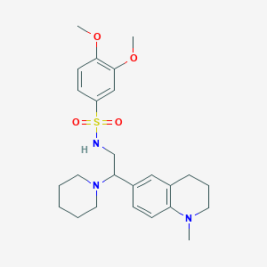 molecular formula C25H35N3O4S B2421197 3,4-dimethoxy-N-(2-(1-methyl-1,2,3,4-tetrahydroquinolin-6-yl)-2-(piperidin-1-yl)ethyl)benzenesulfonamide CAS No. 946347-01-9