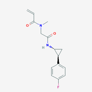molecular formula C15H17FN2O2 B2421203 N-[2-[[(1R,2S)-2-(4-Fluorophenyl)cyclopropyl]amino]-2-oxoethyl]-N-methylprop-2-enamide CAS No. 2361573-54-6