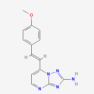 molecular formula C14H13N5O B2421207 7-[(E)-2-(4-甲氧基苯基)乙烯基]-[1,2,4]三唑并[1,5-a]嘧啶-2-胺 CAS No. 303145-73-5