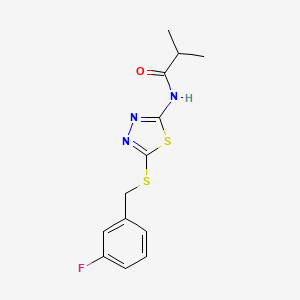 molecular formula C13H14FN3OS2 B2421208 N-(5-((3-fluorobenzyl)thio)-1,3,4-thiadiazol-2-yl)isobutyramide CAS No. 392303-19-4