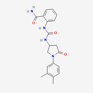 molecular formula C20H22N4O3 B2421209 2-(3-(1-(3,4-Dimethylphenyl)-5-oxopyrrolidin-3-yl)ureido)benzamide CAS No. 891095-39-9