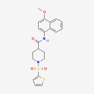 molecular formula C21H22N2O4S2 B2421223 N-(4-甲氧基萘-1-基)-1-(噻吩-2-基磺酰基)哌啶-4-甲酰胺 CAS No. 941946-66-3