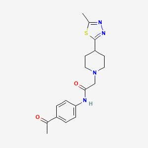 molecular formula C18H22N4O2S B2421228 N-(4-乙酰苯基)-2-(4-(5-甲基-1,3,4-噻二唑-2-基)哌啶-1-基)乙酰胺 CAS No. 1325709-23-6
