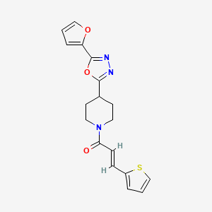 molecular formula C18H17N3O3S B2421232 (E)-1-(4-(5-(furan-2-yl)-1,3,4-oxadiazol-2-yl)piperidin-1-yl)-3-(thiophen-2-yl)prop-2-en-1-one CAS No. 1212792-15-8