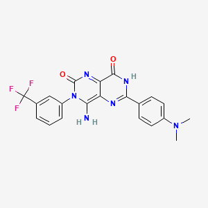 molecular formula C21H17F3N6O2 B2421233 6-(4-(二甲氨基)苯基)-4-亚氨基-3-(3-(三氟甲基)苯基)-1,3,7-三氢-5,7-二氮杂喹唑啉-2,8-二酮 CAS No. 1119391-72-8