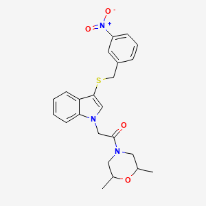 molecular formula C23H25N3O4S B2421262 1-(2,6-二甲基吗啉基)-2-(3-((3-硝基苄基)硫代)-1H-吲哚-1-基)乙酮 CAS No. 893999-60-5