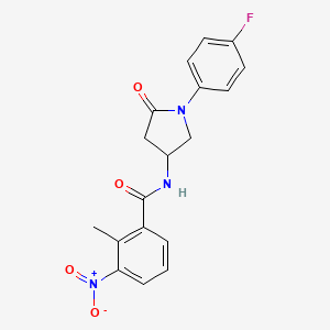 molecular formula C18H16FN3O4 B2421282 N-(1-(4-fluorophenyl)-5-oxopyrrolidin-3-yl)-2-methyl-3-nitrobenzamide CAS No. 896295-25-3