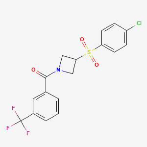 molecular formula C17H13ClF3NO3S B2421287 (3-((4-氯苯基)磺酰基)氮杂环丁-1-基)(3-(三氟甲基)苯基)甲酮 CAS No. 1448031-25-1