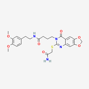 4-[6-[(2-amino-2-oxoethyl)thio]-8-oxo[1,3]dioxolo[4,5-g]quinazolin-7(8H)-yl]-N-[2-(3,4-dimethoxyphenyl)ethyl]butanamide