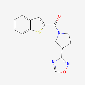 molecular formula C15H13N3O2S B2421307 (3-(1,2,4-Oxadiazol-3-yl)pyrrolidin-1-yl)(benzo[b]thiophen-2-yl)methanone CAS No. 2034410-75-6