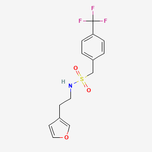molecular formula C14H14F3NO3S B2421323 N-(2-(furan-3-yl)ethyl)-1-(4-(trifluoromethyl)phenyl)methanesulfonamide CAS No. 1428355-77-4