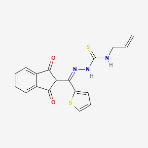 2-(2-Aza-2-(((prop-2-enylamino)thioxomethyl)amino)-1-(2-thienyl)vinyl)indane-1,3-dione