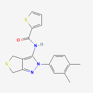molecular formula C18H17N3OS2 B2421351 N-[2-(3,4-dimethylphenyl)-4,6-dihydrothieno[3,4-c]pyrazol-3-yl]thiophene-2-carboxamide CAS No. 681269-05-6