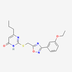 molecular formula C18H20N4O3S B2421365 2-({[3-(3-Ethoxyphenyl)-1,2,4-oxadiazol-5-yl]methyl}sulfanyl)-6-propyl-4-pyrimidinol CAS No. 1226428-25-6