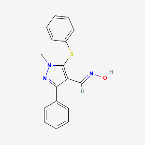 molecular formula C17H15N3OS B2421366 1-methyl-3-phenyl-5-(phenylsulfanyl)-1H-pyrazole-4-carbaldehyde oxime CAS No. 321998-16-7