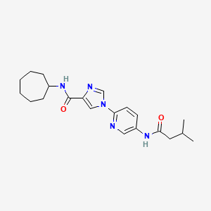 molecular formula C21H29N5O2 B2421383 N-cycloheptyl-1-{5-[(3-methylbutanoyl)amino]pyridin-2-yl}-1H-imidazole-4-carboxamide CAS No. 1251684-68-0