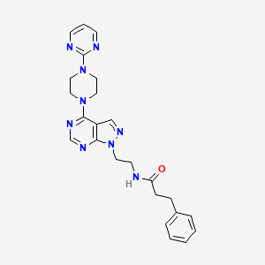 molecular formula C24H27N9O B2421393 3-苯基-N-(2-(4-(4-(嘧啶-2-基)哌嗪-1-基)-1H-吡唑并[3,4-d]嘧啶-1-基)乙基)丙酰胺 CAS No. 1021061-37-9