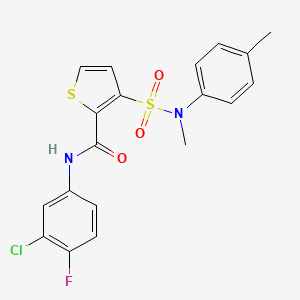 molecular formula C19H16ClFN2O3S2 B2421409 N-(3-chloro-4-fluorophenyl)-3-[methyl(4-methylphenyl)sulfamoyl]thiophene-2-carboxamide CAS No. 1206994-27-5