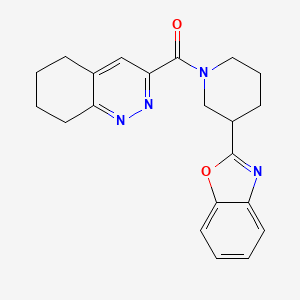 molecular formula C21H22N4O2 B2421411 [3-(1,3-Benzoxazol-2-yl)piperidin-1-yl]-(5,6,7,8-tetrahydrocinnolin-3-yl)methanone CAS No. 2415540-09-7