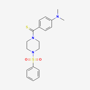 molecular formula C19H23N3O2S2 B2421415 (4-(Dimethylamino)phenyl)(4-(phenylsulfonyl)piperazin-1-yl)methanethione CAS No. 868153-16-6