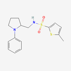 molecular formula C16H20N2O2S2 B2421419 5-methyl-N-((1-phenylpyrrolidin-2-yl)methyl)thiophene-2-sulfonamide CAS No. 1797643-45-8