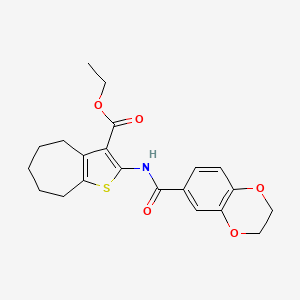 ethyl 2-(2,3-dihydrobenzo[b][1,4]dioxine-6-carboxamido)-5,6,7,8-tetrahydro-4H-cyclohepta[b]thiophene-3-carboxylate