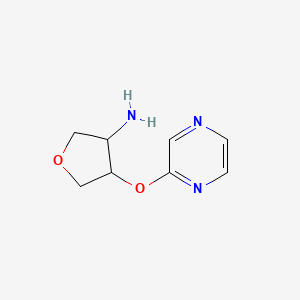 molecular formula C8H11N3O2 B2421433 4-(Pyrazin-2-yloxy)oxolan-3-amine CAS No. 2199602-21-4