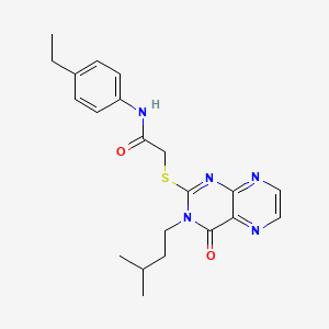 N-(4-ethylphenyl)-2-[3-(3-methylbutyl)-4-oxopteridin-2-yl]sulfanylacetamide
