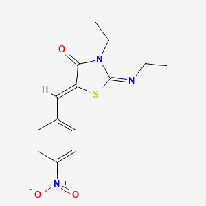 molecular formula C14H15N3O3S B2421437 (2Z,5Z)-3-ethyl-2-(ethylimino)-5-(4-nitrobenzylidene)thiazolidin-4-one CAS No. 469895-42-9