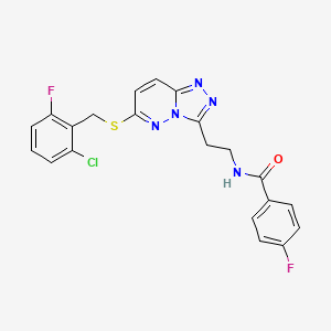 molecular formula C21H16ClF2N5OS B2421442 N-(2-(6-((2-chloro-6-fluorobenzyl)thio)-[1,2,4]triazolo[4,3-b]pyridazin-3-yl)ethyl)-4-fluorobenzamide CAS No. 897613-05-7