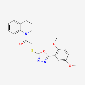 molecular formula C21H21N3O4S B2421444 1-({[5-(2,5-Dimethoxyphenyl)-1,3,4-oxadiazol-2-yl]thio}acetyl)-1,2,3,4-tetrahydroquinoline CAS No. 851129-69-6