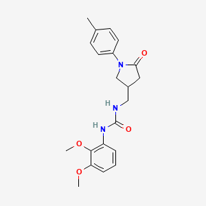 molecular formula C21H25N3O4 B2421446 1-(2,3-二甲氧苯基)-3-((5-氧代-1-(对甲苯基)吡咯烷-3-基)甲基)脲 CAS No. 954660-45-8