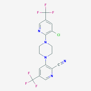 molecular formula C17H12ClF6N5 B2421447 3-{4-[3-Chloro-5-(trifluoromethyl)-2-pyridinyl]piperazino}-5-(trifluoromethyl)-2-pyridinecarbonitrile CAS No. 338791-68-7