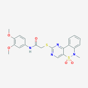 N-(3,4-dimethoxyphenyl)-2-((6-methyl-5,5-dioxido-6H-benzo[c]pyrimido[4,5-e][1,2]thiazin-2-yl)thio)acetamide