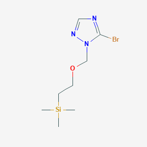 molecular formula C8H16BrN3OSi B2421471 2-[(5-Bromo-1,2,4-triazol-1-yl)methoxy]ethyl-trimethylsilane CAS No. 2409141-50-8