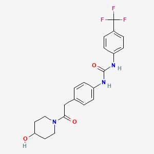 molecular formula C21H22F3N3O3 B2421489 1-(4-(2-(4-Hydroxypiperidin-1-yl)-2-oxoethyl)phenyl)-3-(4-(trifluoromethyl)phenyl)urea CAS No. 1235005-75-0