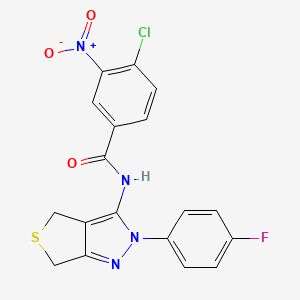 molecular formula C18H12ClFN4O3S B2421492 4-chloro-N-[2-(4-fluorophenyl)-4,6-dihydrothieno[3,4-c]pyrazol-3-yl]-3-nitrobenzamide CAS No. 450343-18-7