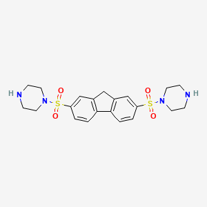 molecular formula C21H26N4O4S2 B2421505 1-[(7-哌嗪-1-亚磺酰基-9H-芴-2-基)磺酰基]哌嗪 CAS No. 321685-60-3