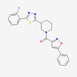 (3-(5-(2-Fluorophenyl)-1,3,4-thiadiazol-2-yl)piperidin-1-yl)(5-phenylisoxazol-3-yl)methanone