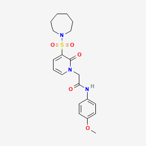molecular formula C20H25N3O5S B2421525 2-(3-(azepan-1-ylsulfonyl)-2-oxopyridin-1(2H)-yl)-N-(4-methoxyphenyl)acetamide CAS No. 1251562-72-7