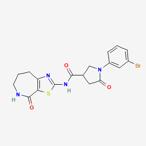 molecular formula C18H17BrN4O3S B2421535 1-(3-bromophenyl)-5-oxo-N-(4-oxo-5,6,7,8-tetrahydro-4H-thiazolo[5,4-c]azepin-2-yl)pyrrolidine-3-carboxamide CAS No. 1798041-96-9