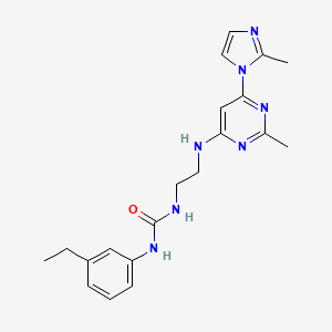 molecular formula C20H25N7O B2421538 1-(3-ethylphenyl)-3-(2-((2-methyl-6-(2-methyl-1H-imidazol-1-yl)pyrimidin-4-yl)amino)ethyl)urea CAS No. 1171690-32-6
