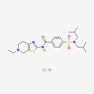 molecular formula C23H35ClN4O3S2 B2421539 4-(N,N-diisobutylsulfamoyl)-N-(5-ethyl-4,5,6,7-tetrahydrothiazolo[5,4-c]pyridin-2-yl)benzamide hydrochloride CAS No. 1329923-63-8