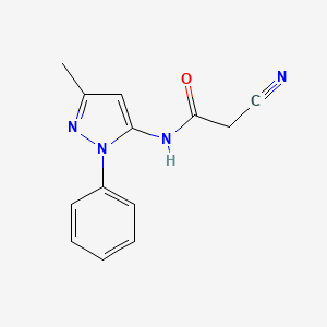 molecular formula C13H12N4O B2421544 2-cyano-N-(3-methyl-1-phenyl-1H-pyrazol-5-yl)acetamide CAS No. 379254-68-9