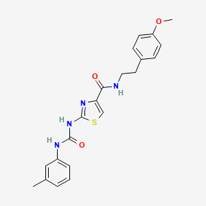 molecular formula C21H22N4O3S B2421545 N-(4-methoxyphenethyl)-2-(3-(m-tolyl)ureido)thiazole-4-carboxamide CAS No. 941880-82-6