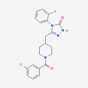 molecular formula C21H20ClFN4O2 B2421553 3-((1-(3-chlorobenzoyl)piperidin-4-yl)methyl)-4-(2-fluorophenyl)-1H-1,2,4-triazol-5(4H)-one CAS No. 2034434-43-8