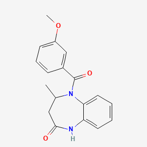 molecular formula C18H18N2O3 B2421554 5-(3-methoxybenzoyl)-4-methyl-1,3,4,5-tetrahydro-2H-1,5-benzodiazepin-2-one CAS No. 866156-62-9