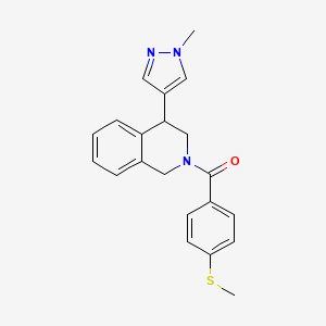 molecular formula C21H21N3OS B2421557 (4-(1-methyl-1H-pyrazol-4-yl)-3,4-dihydroisoquinolin-2(1H)-yl)(4-(methylthio)phenyl)methanone CAS No. 2309342-79-6