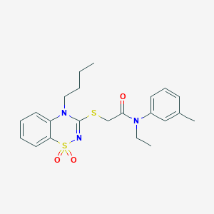 2-((4-butyl-1,1-dioxido-4H-benzo[e][1,2,4]thiadiazin-3-yl)thio)-N-ethyl-N-(m-tolyl)acetamide