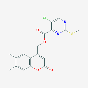 molecular formula C18H15ClN2O4S B2421578 (6,7-dimethyl-2-oxo-2H-chromen-4-yl)methyl 5-chloro-2-(methylsulfanyl)pyrimidine-4-carboxylate CAS No. 1110946-05-8